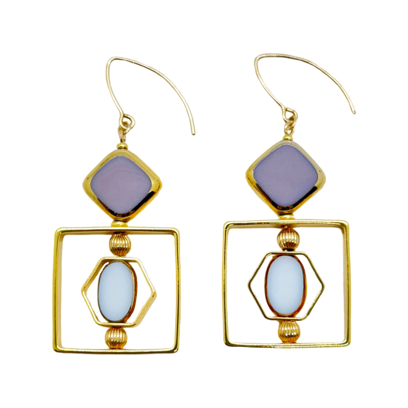 Lavender & White Art Deco Earrings
