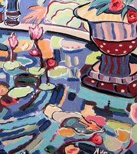 Stone Urns by the Lily Pond