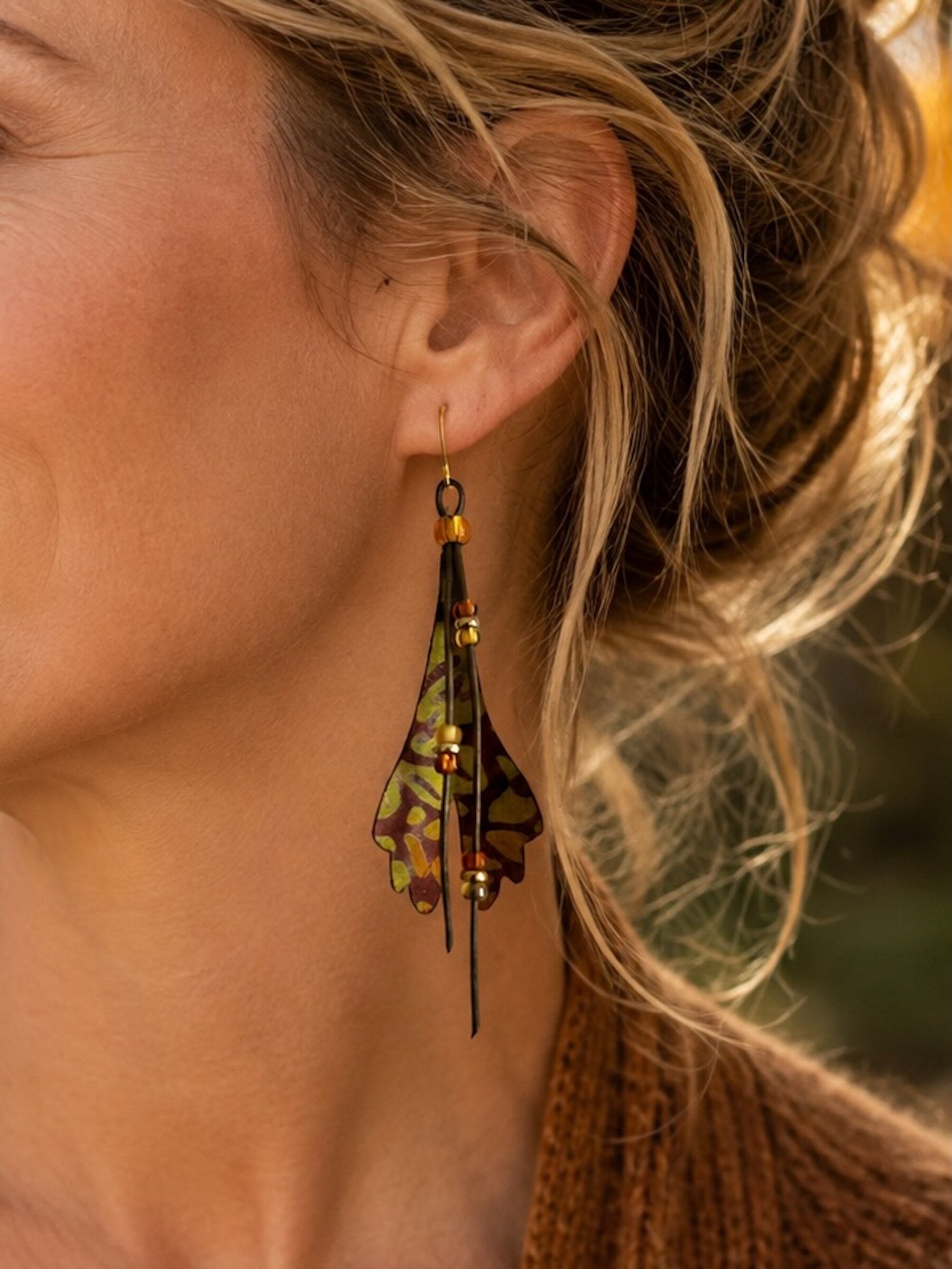 Ginkgo Batik Earrings