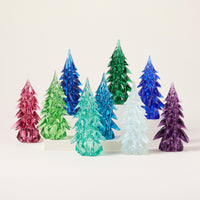 left to right: ruby, light green, dark green, light blue, light emerald, white, cobalt blue, aqua, purple