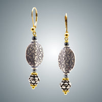 Patterned Sterling Silver and Hematite Earrings