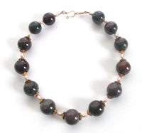 Fancy Jasper, Pearl and Vermeil necklace