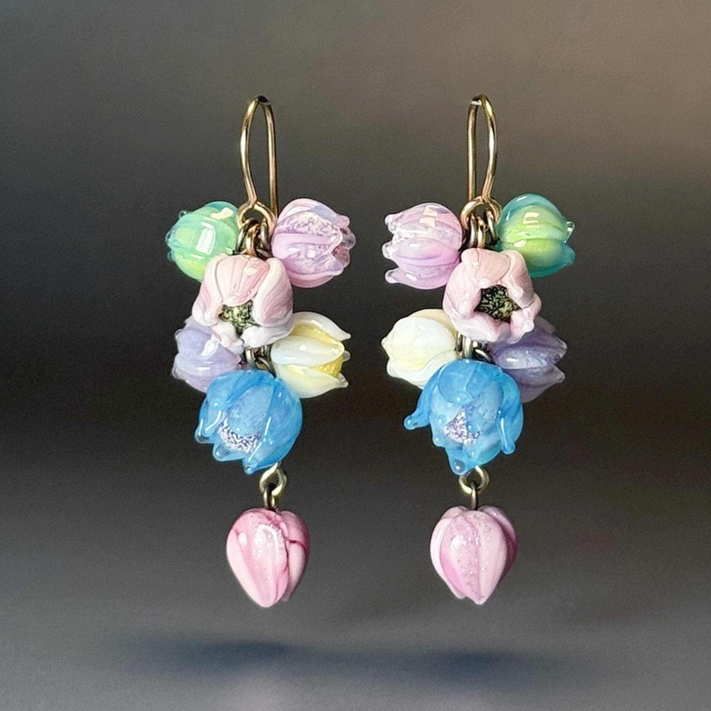 Blue & Pinks Blooming Earrings