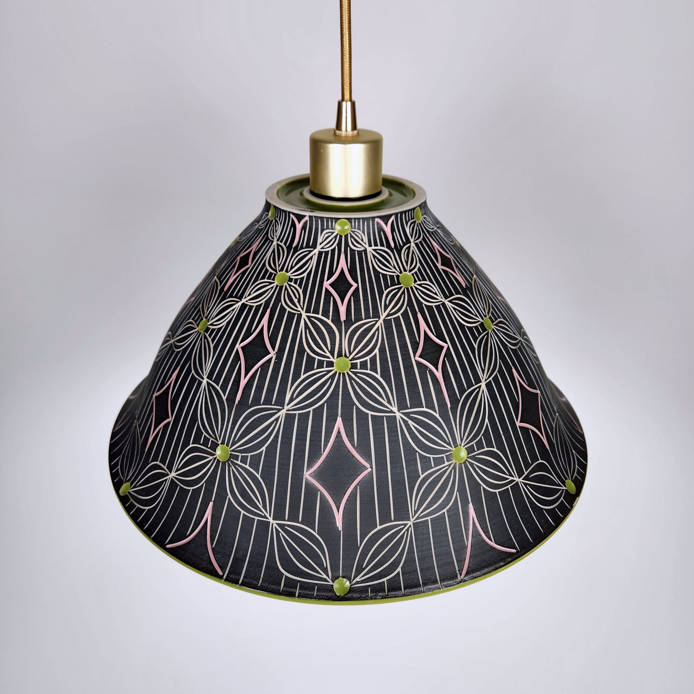 Petal and Line Porcelain Pendant