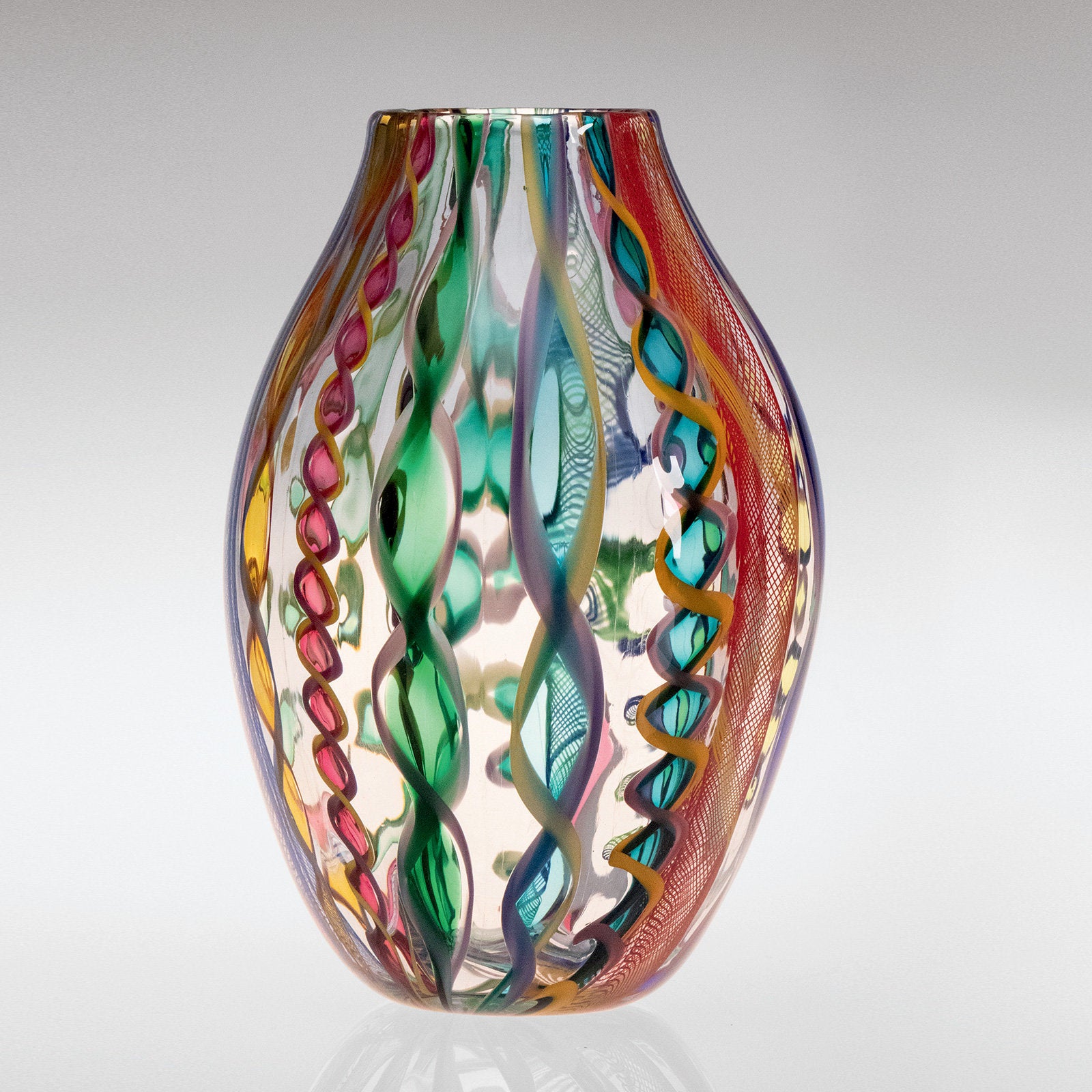 Large Cane Vase with Narrow Mouth
