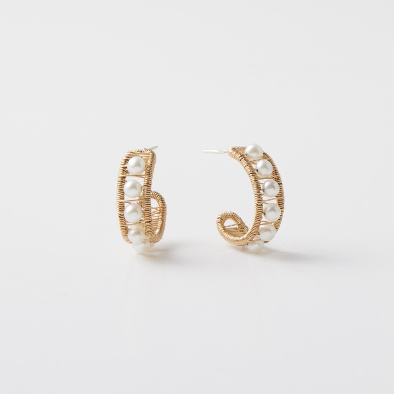 Row of Pearls Hoop Earrings