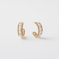 Row of Pearls Hoop Earrings