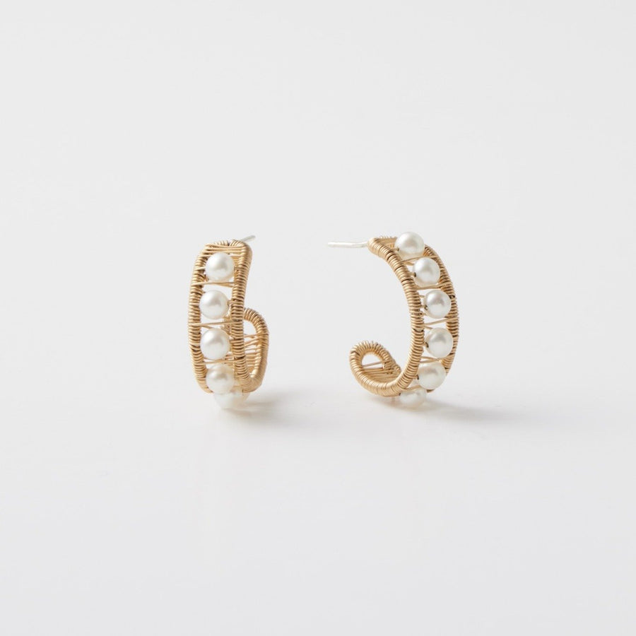 Row of Pearls Hoop Earrings