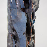 Black Ceramic Vase with Dark Blue Ruffle