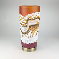 Satin Strata Pillar Lamp in Tangerine and Ruby