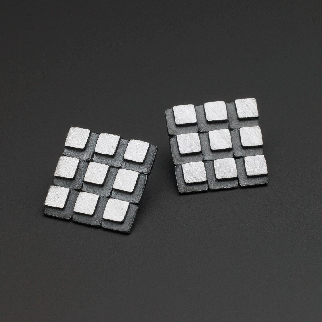 3 x 3 Square Grid Eclipse Earrings