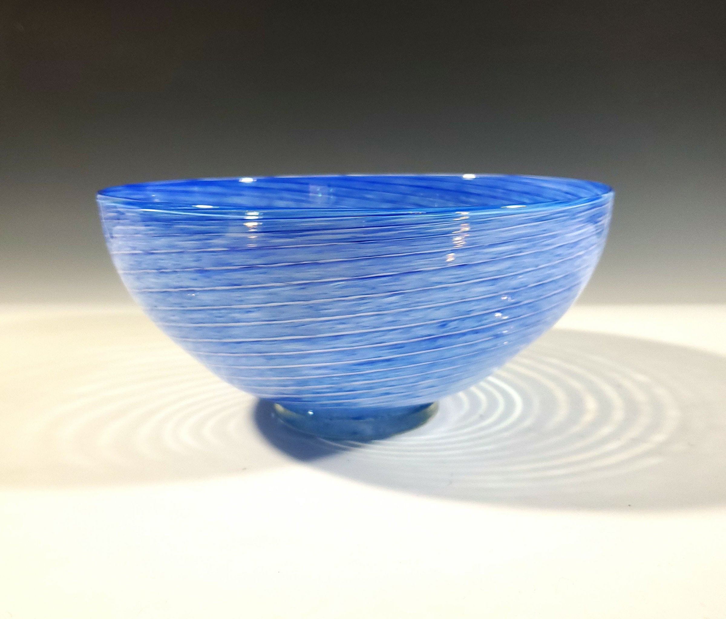 Footed Indigo Spiral Bowl