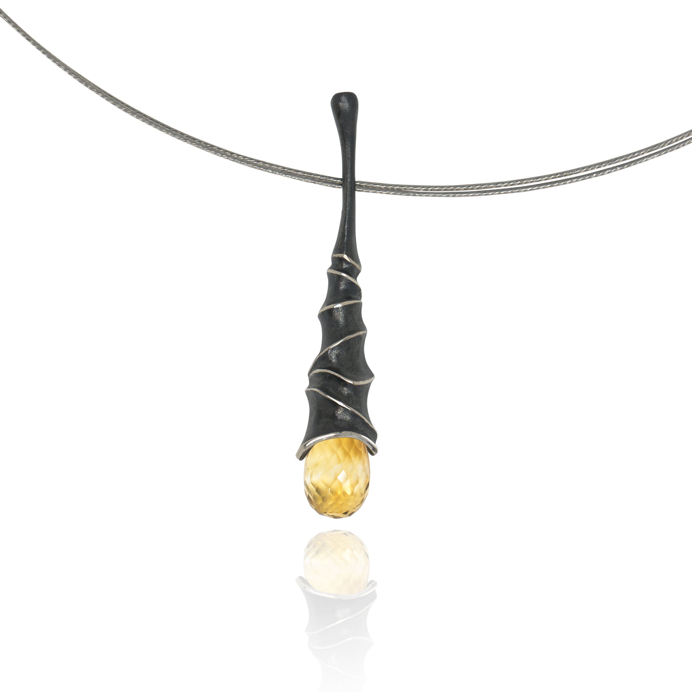 Oxidized Silver with Yellow Citrine