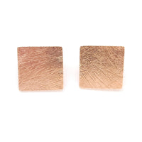 Rose Gold Carved Square Earrings