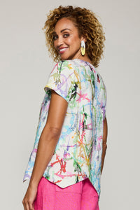 Linen Crossover Hem Top