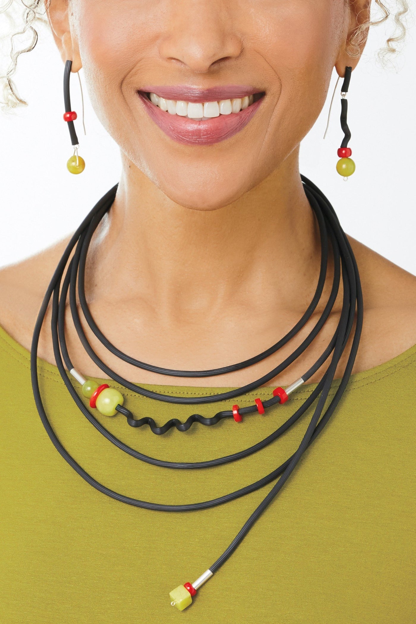 shown with the coordinating lemon jade and coral necklace