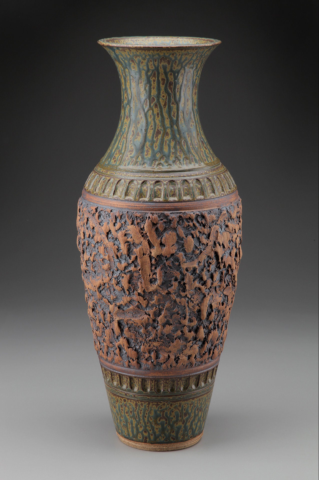 Classic Vast Blue Green Textured Vase