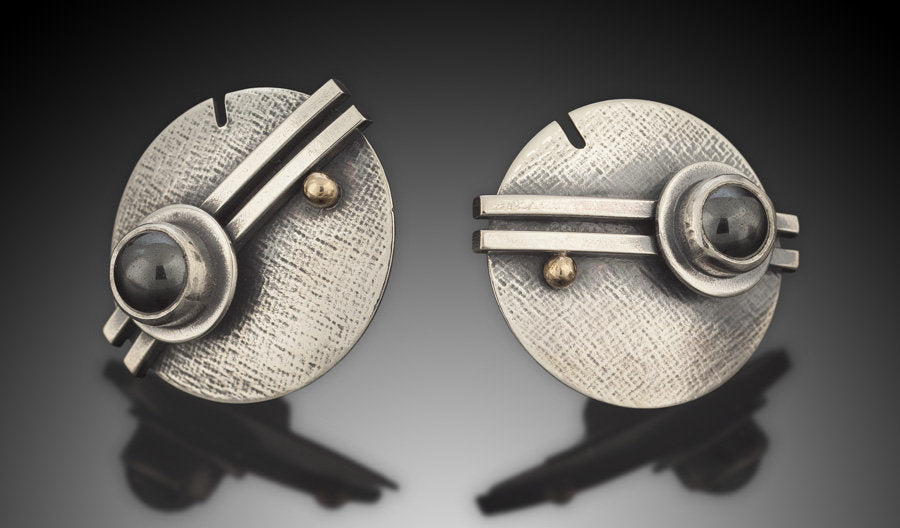 Double Bar and Cabochon Studs