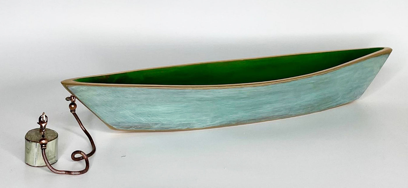 Bronze Dory with Tiffany and Green Patinas and Anchor