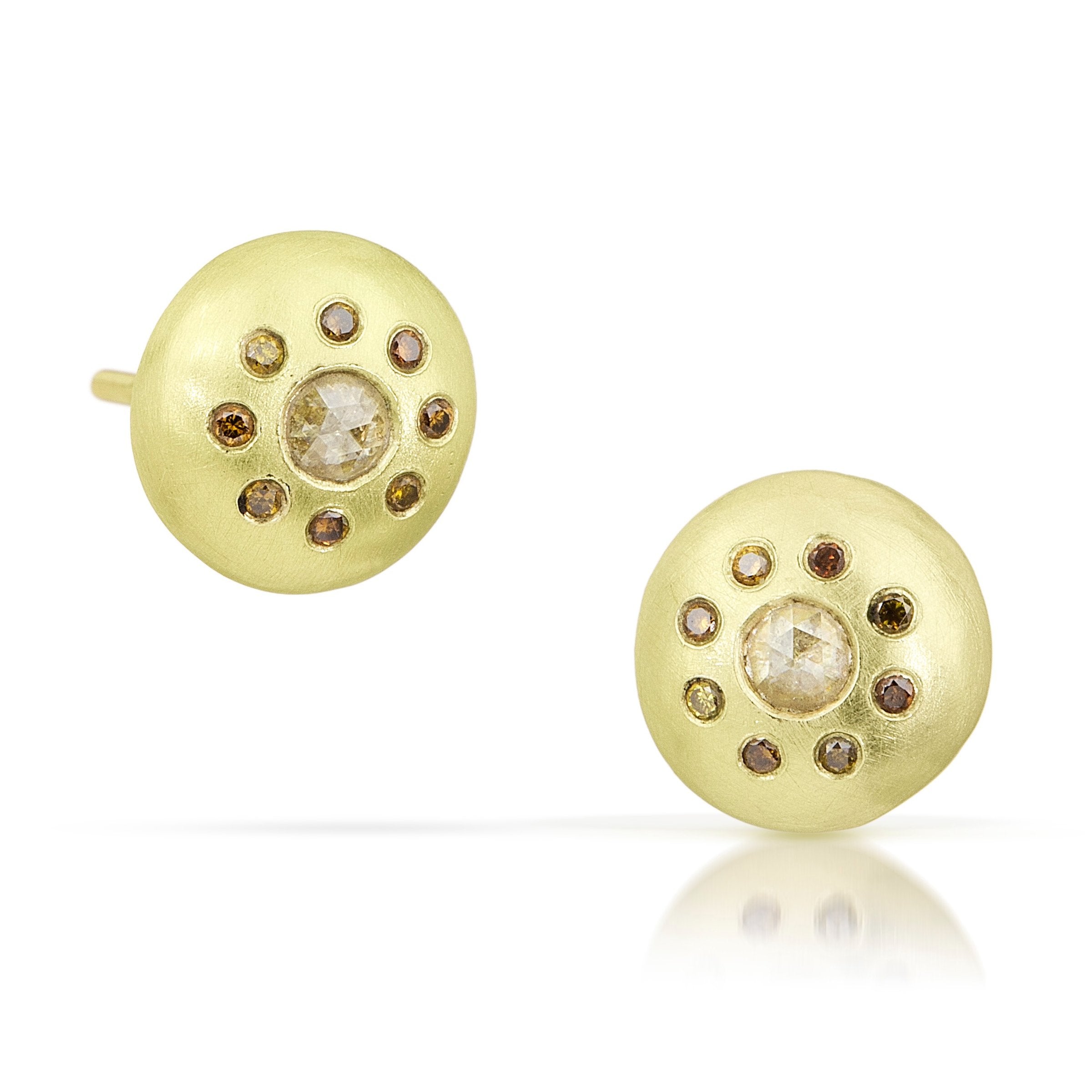Arun Sawad Stud Earrings with Champagne and Cognac Diamonds