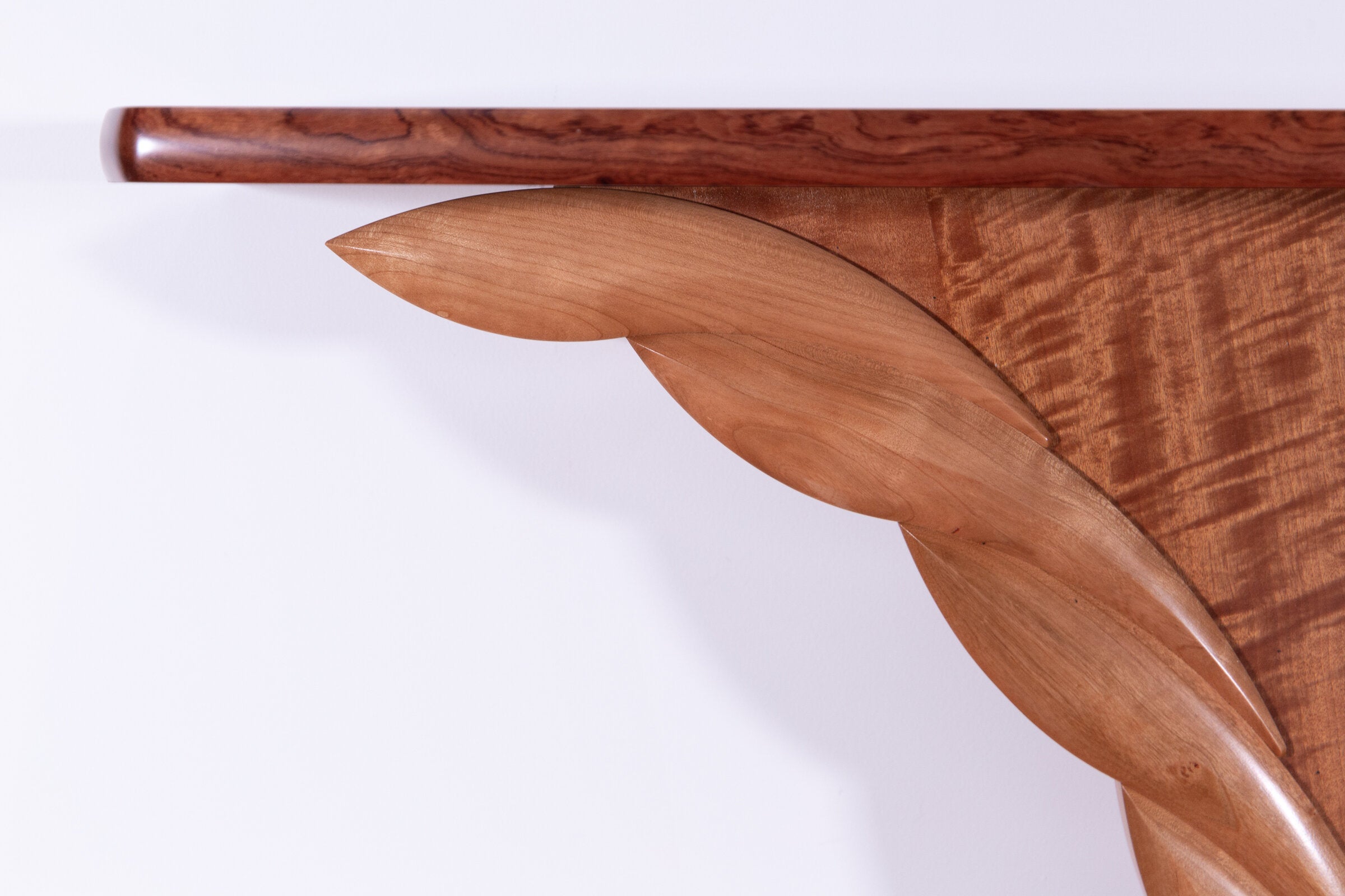Makore and Bubinga Wings Hall Table