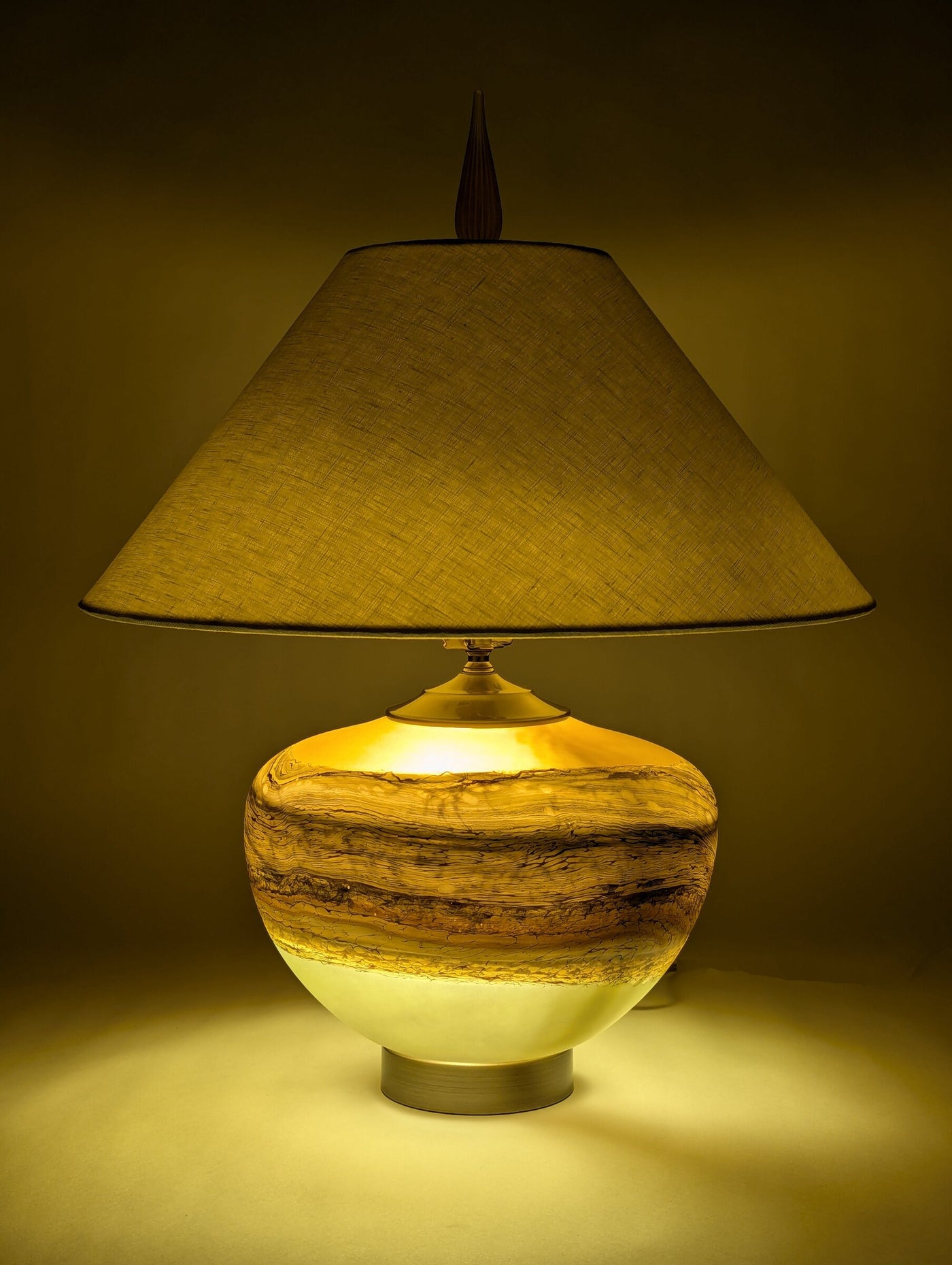 Satin Strata Table Lamp in Tangerine and Lime