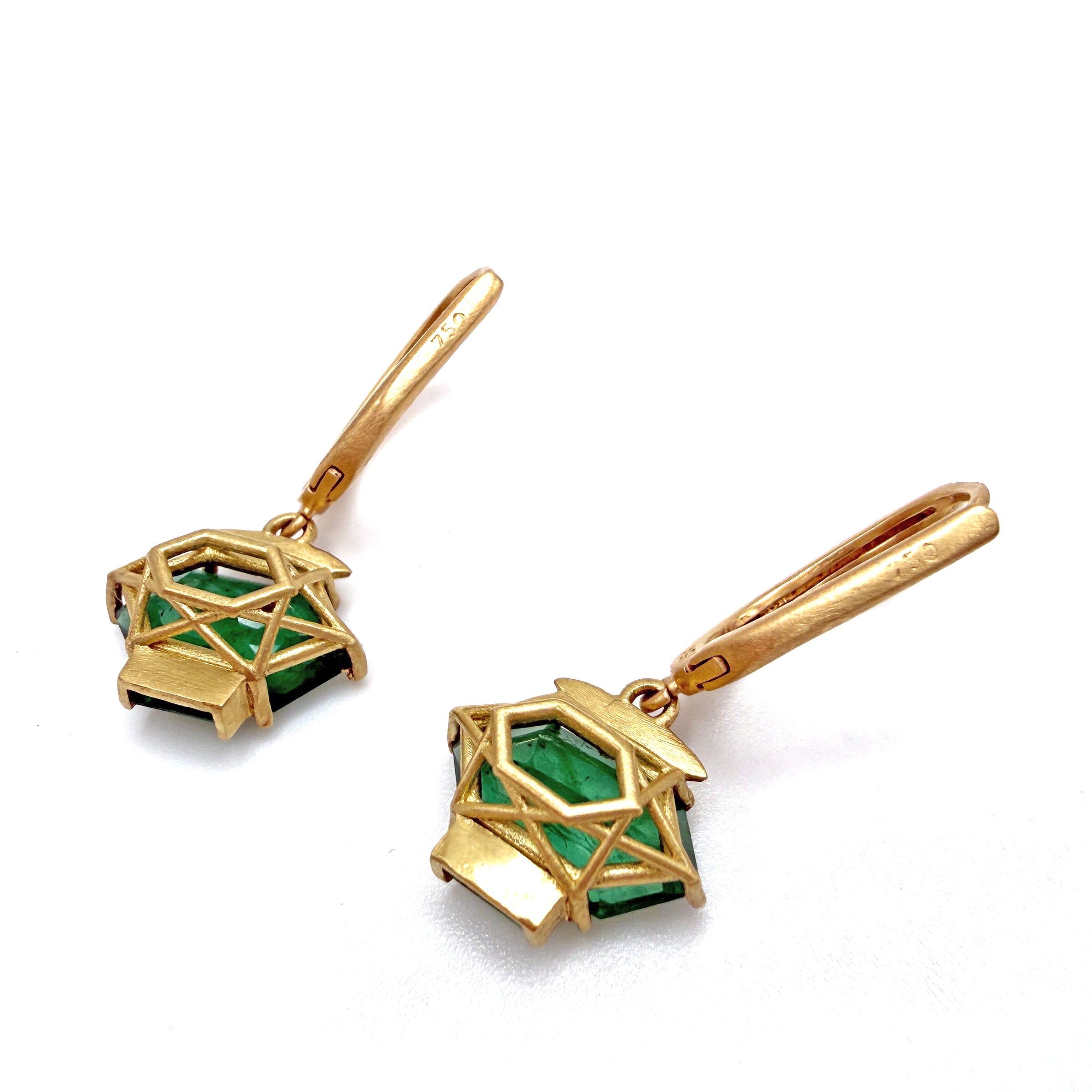 Emerald Hexagon Drop Earrings