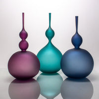 Large purple Double Bubble Bottle, Jade Double Neck Bottle, Large Blue Bubble Bottle
