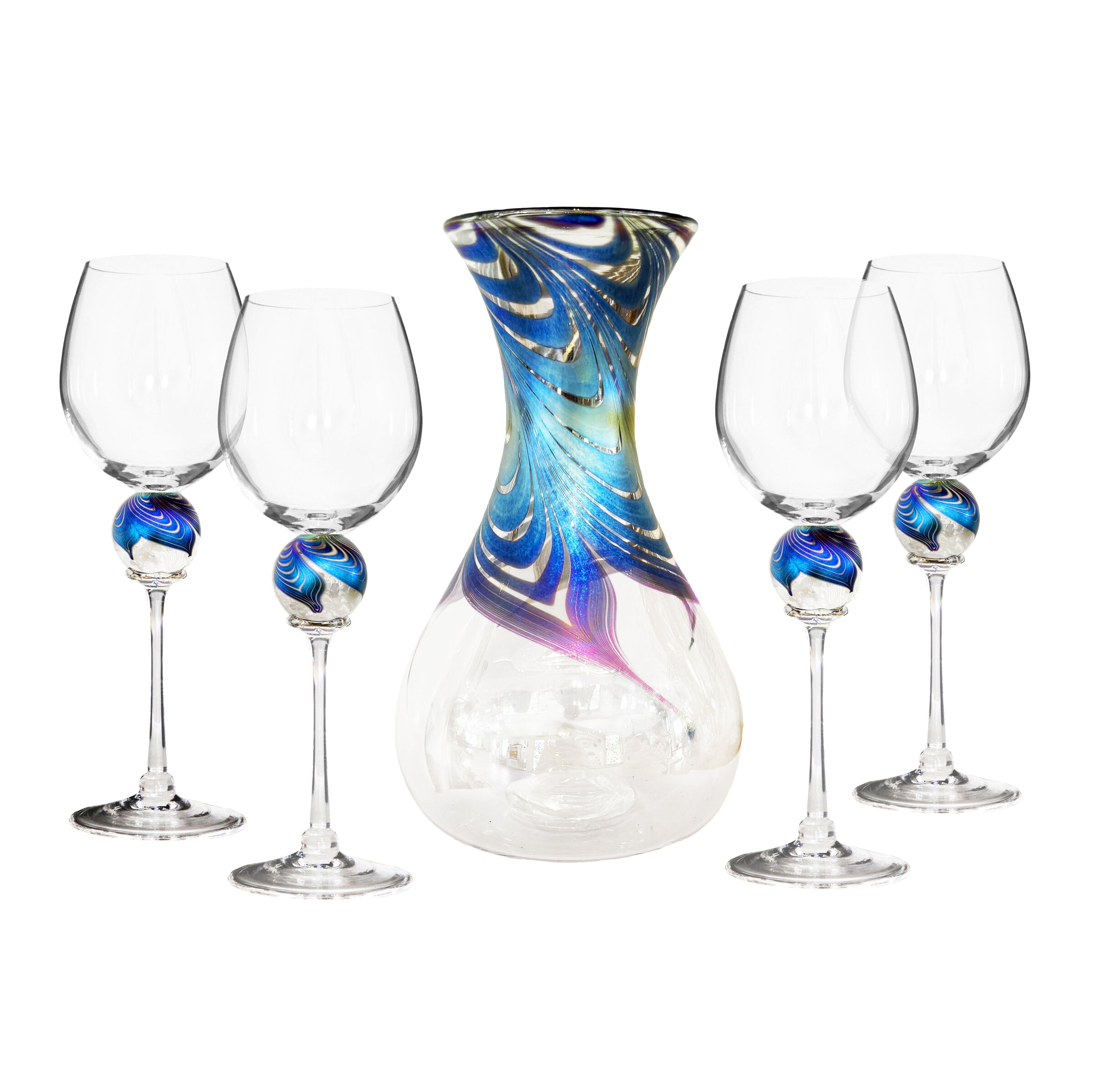 Peacock Decanter and Wine Glass Set