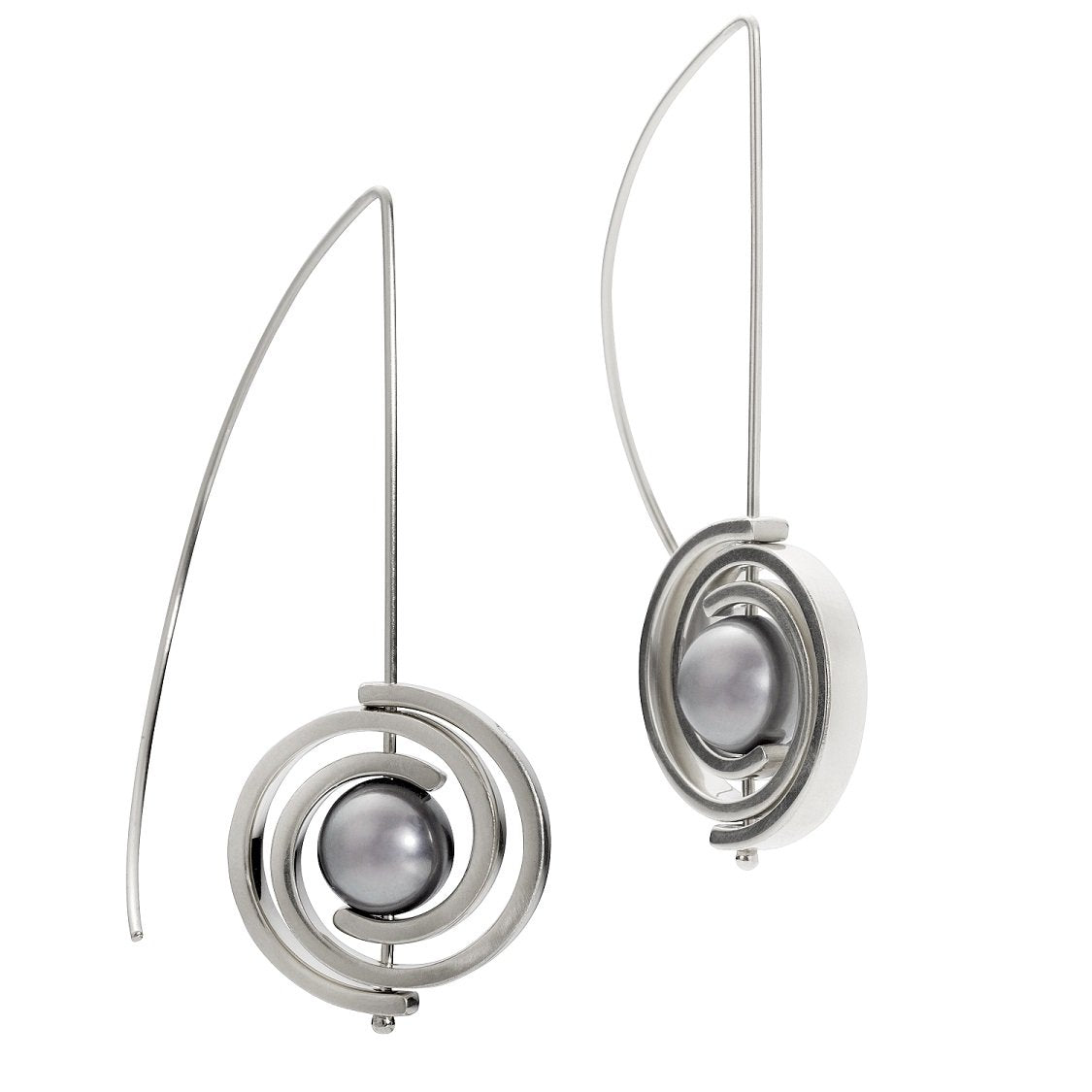 Argentium Silver with Blue Gray Akoya Pearls