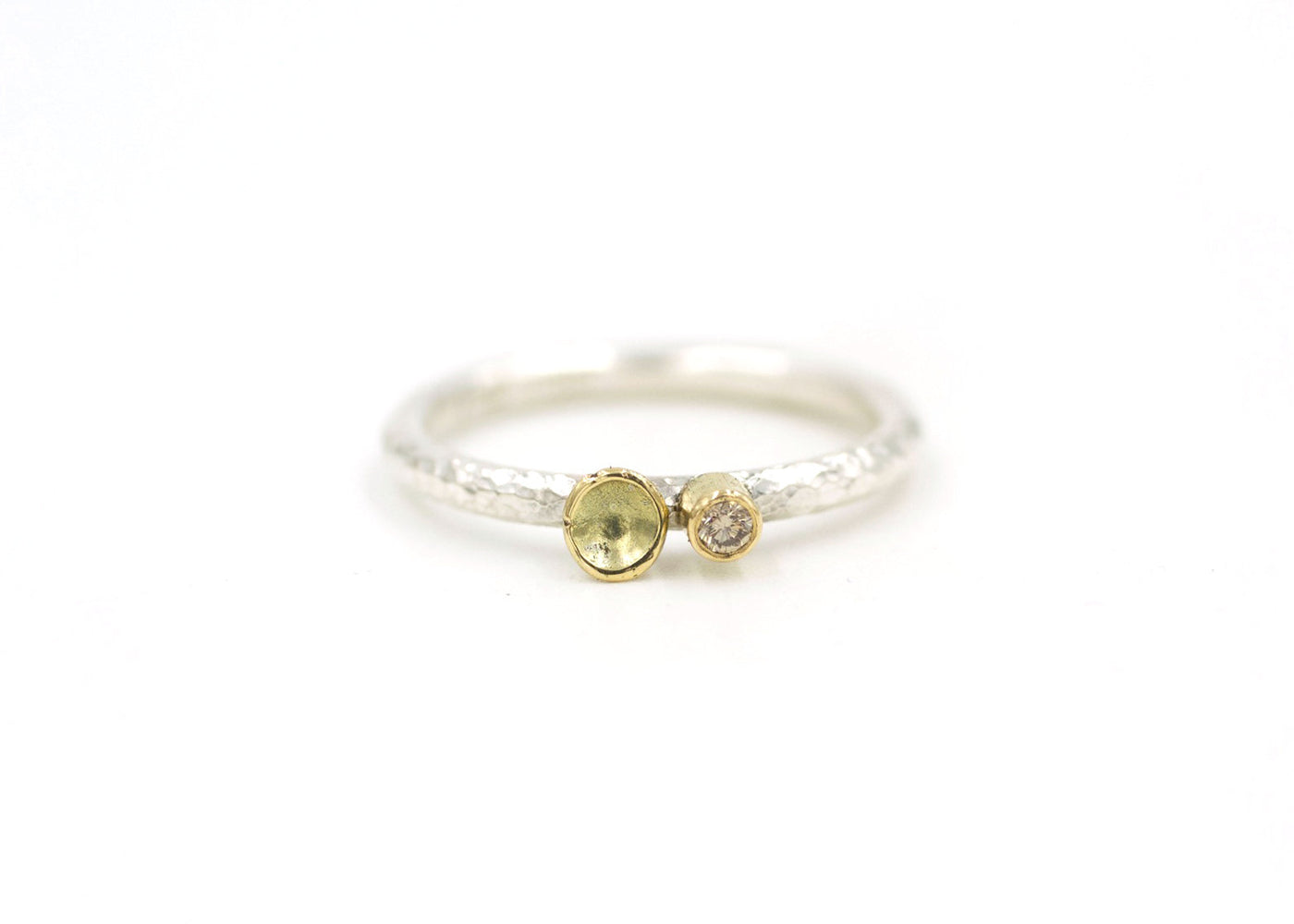 Silver & Gold Champagne Diamond Ring