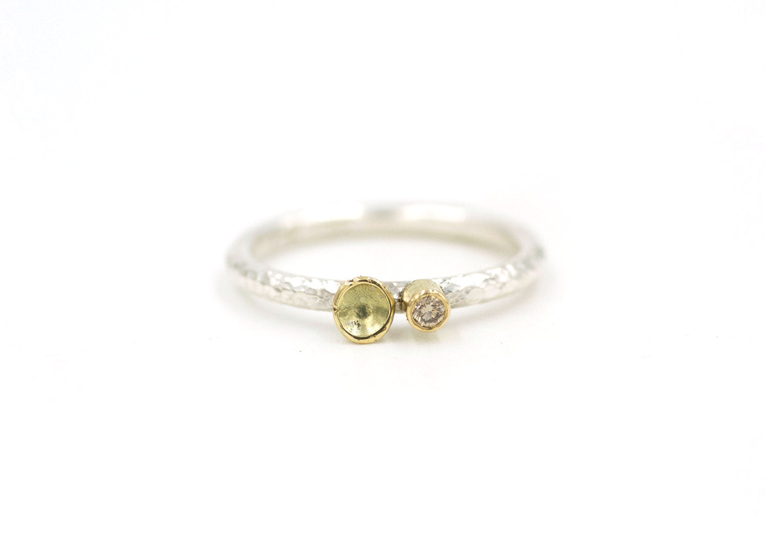 Silver & Gold Champagne Diamond Ring