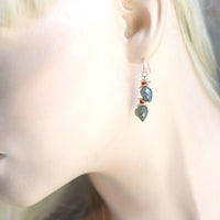 Labradorite & Ruby Red Bud Earrings