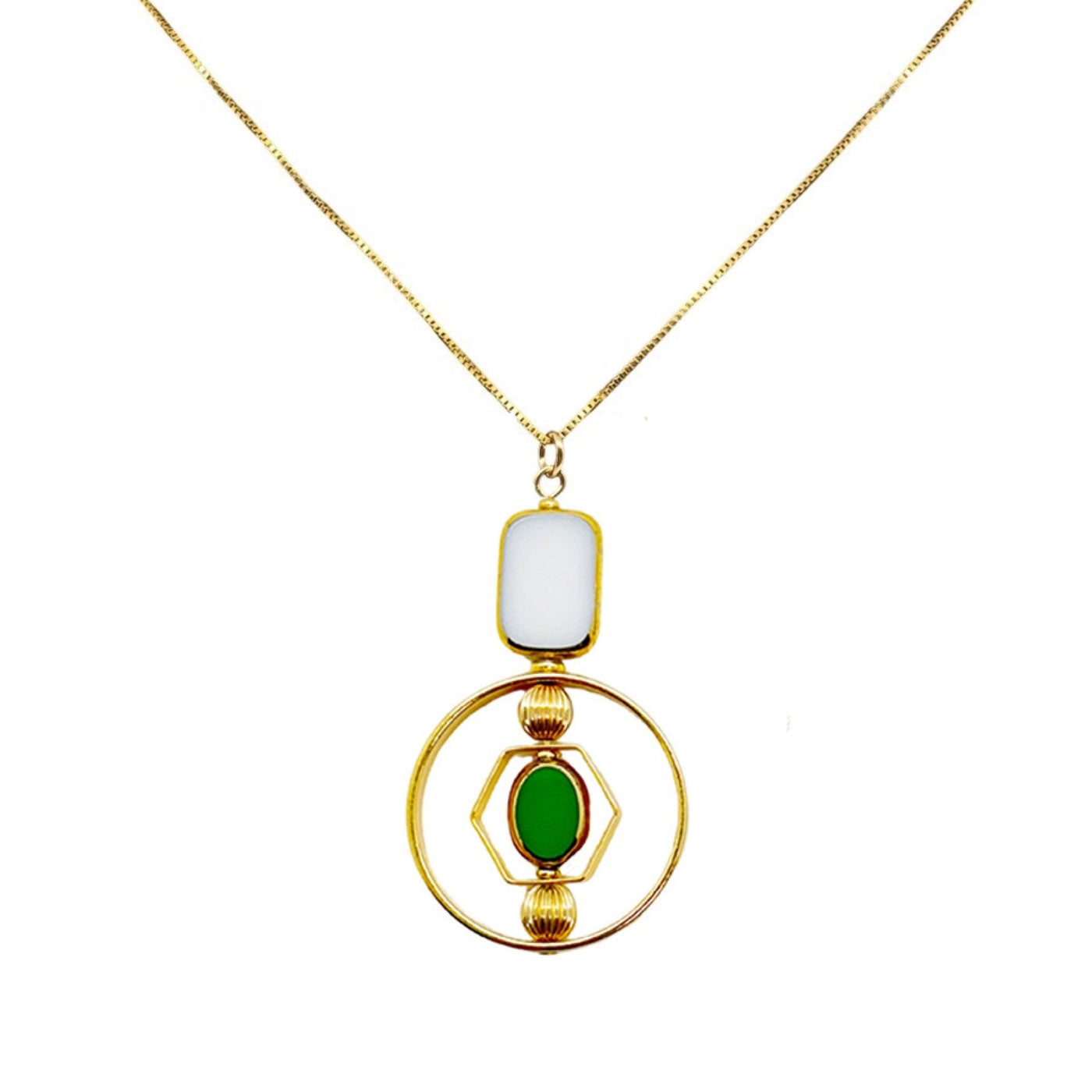 Green & White Art Deco Pendant