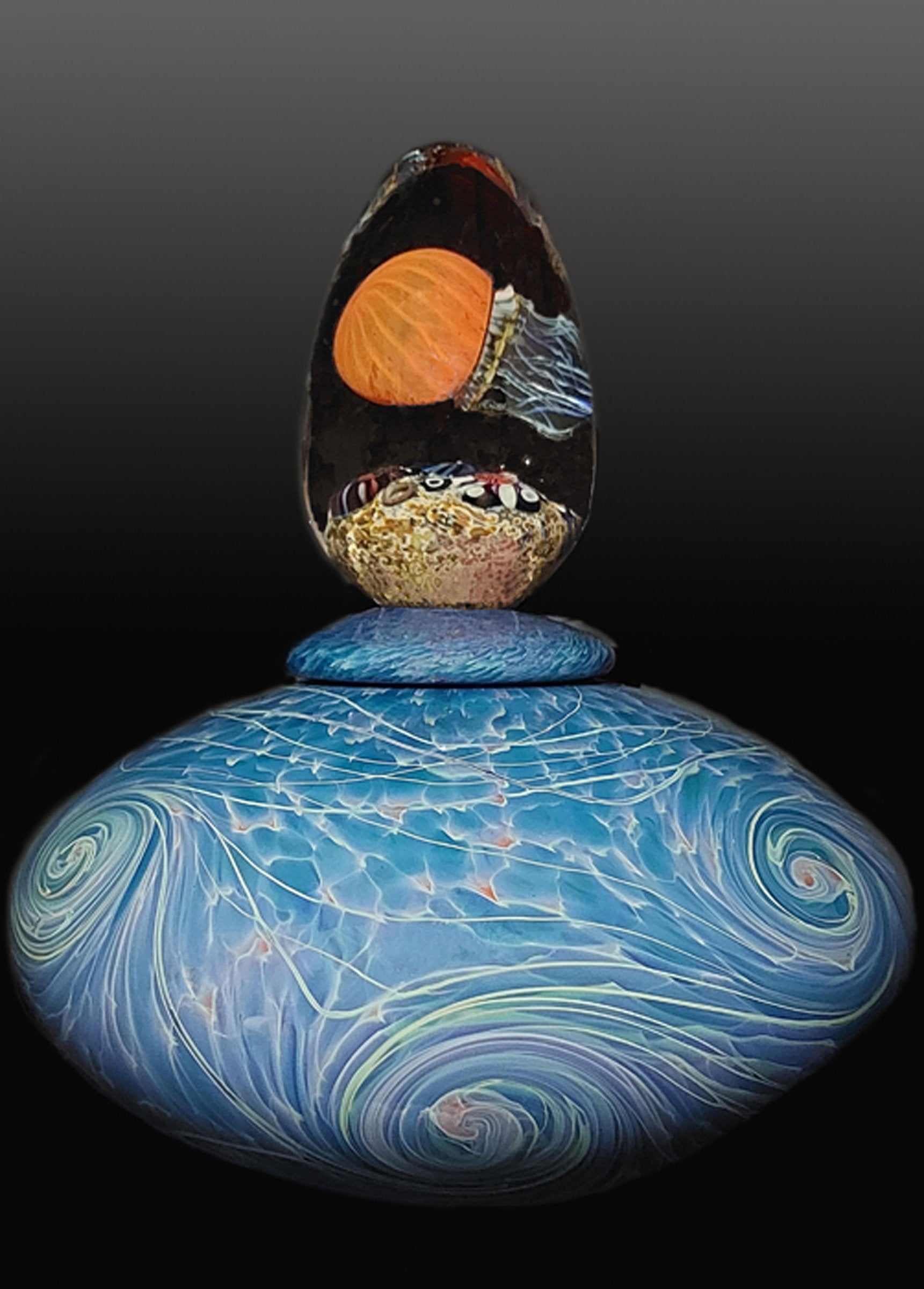 Jellyfish Lidded Sapphire Vessel