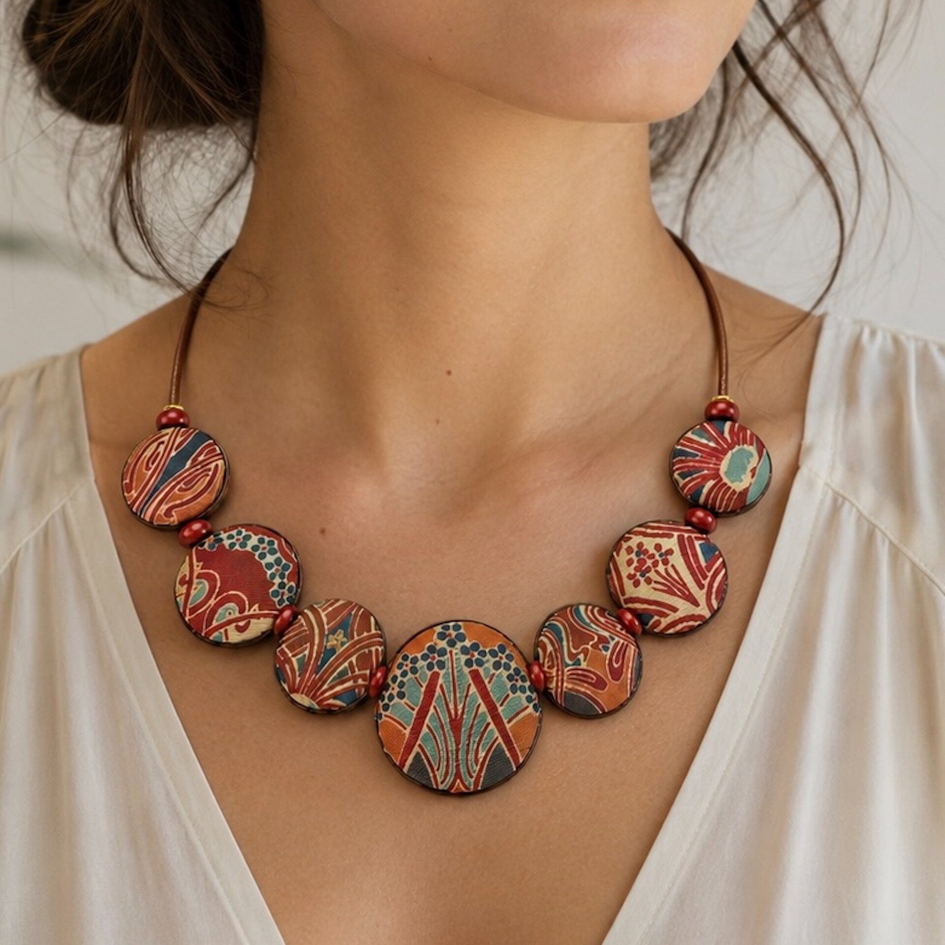 Art Nouveau Reversible Silk Necklace II