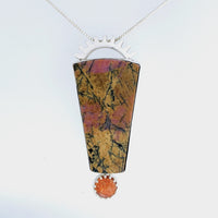 Rhodonite & Sunstone Silver Pyxis Pendant