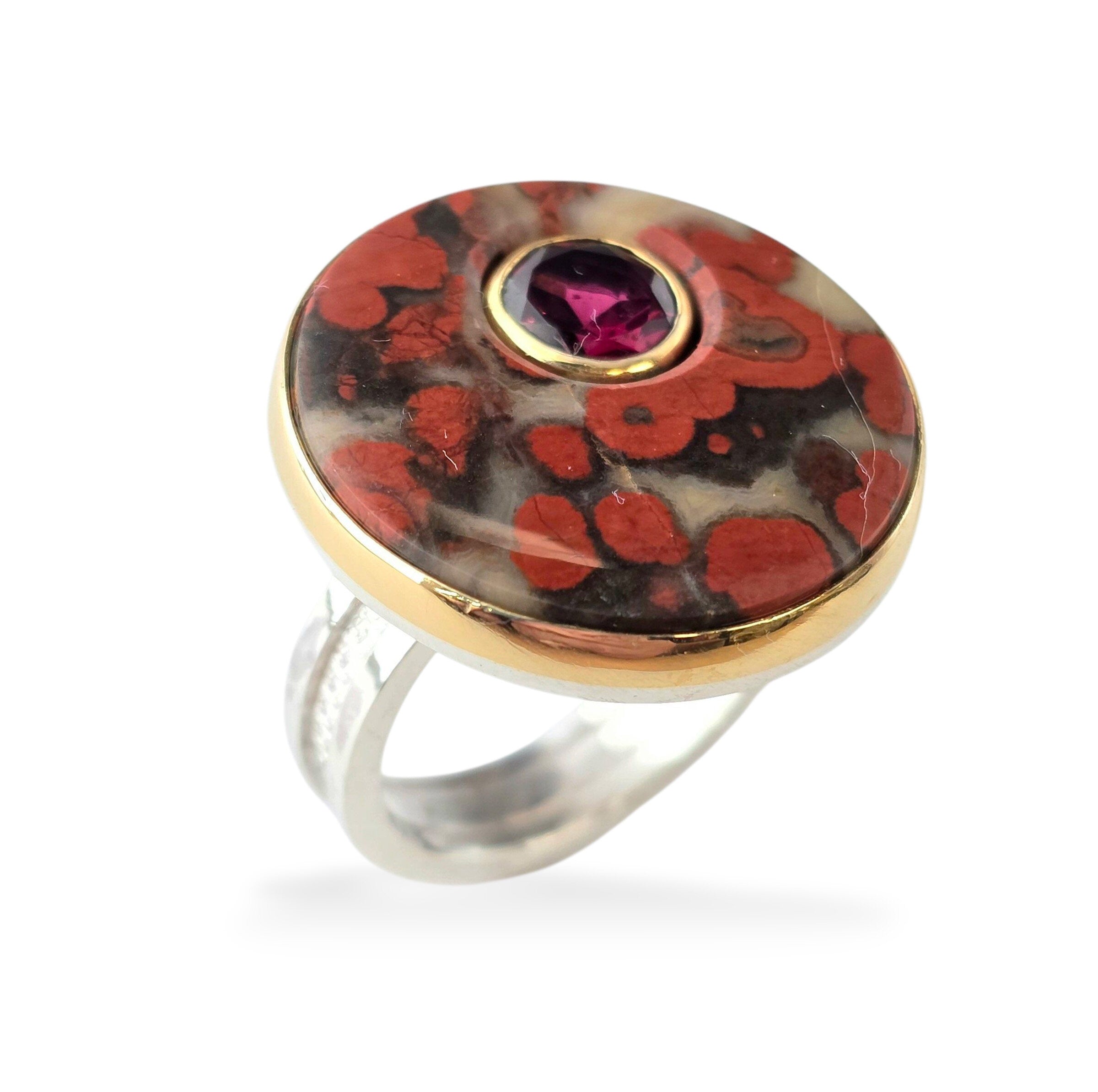 Poppy Jasper & Garnet Ring