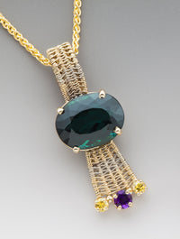 Sigma Oval Gemstones Gold Pendant