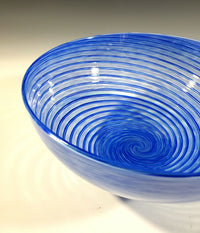 Footed Indigo Spiral Bowl