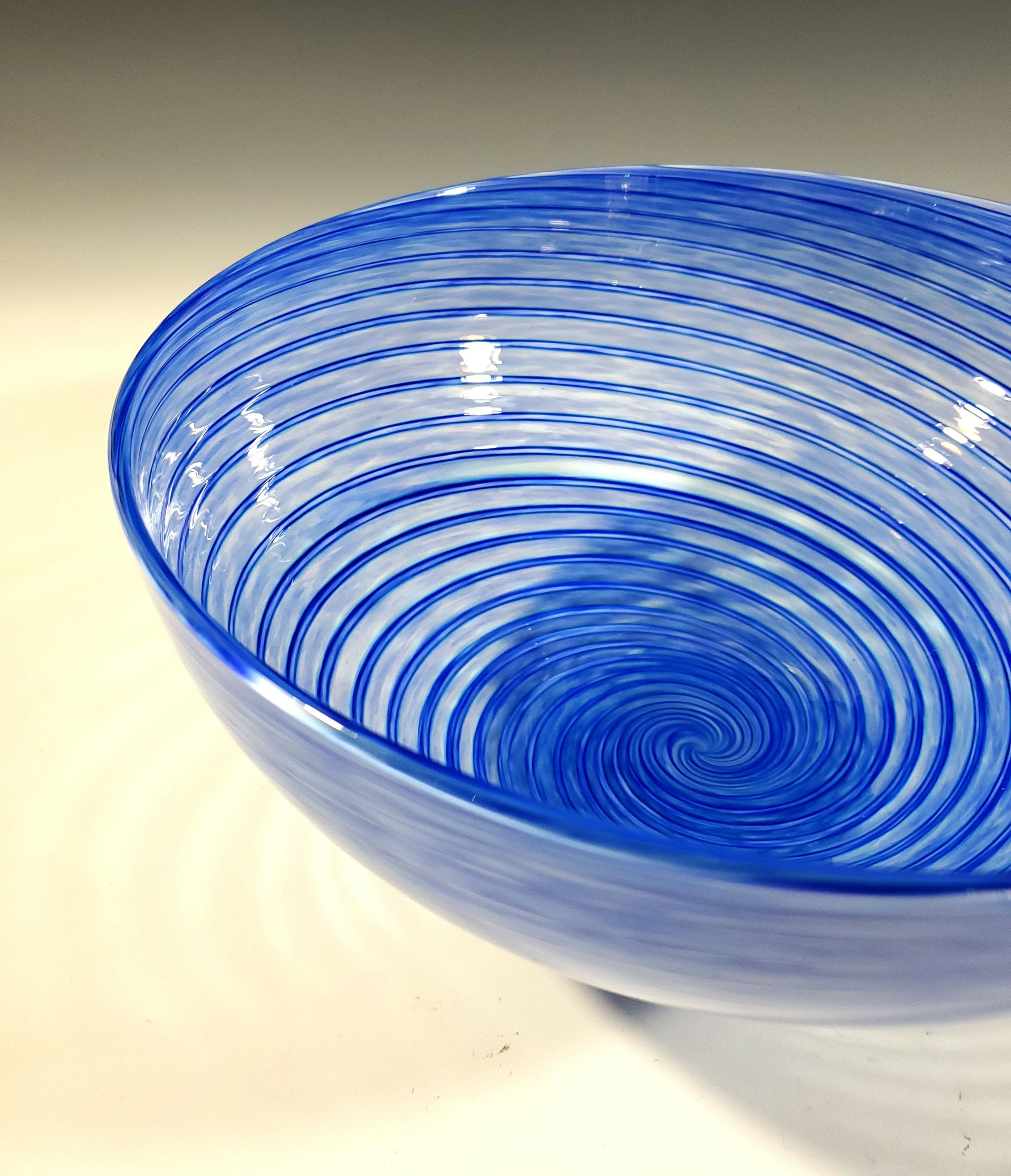 Footed Indigo Spiral Bowl