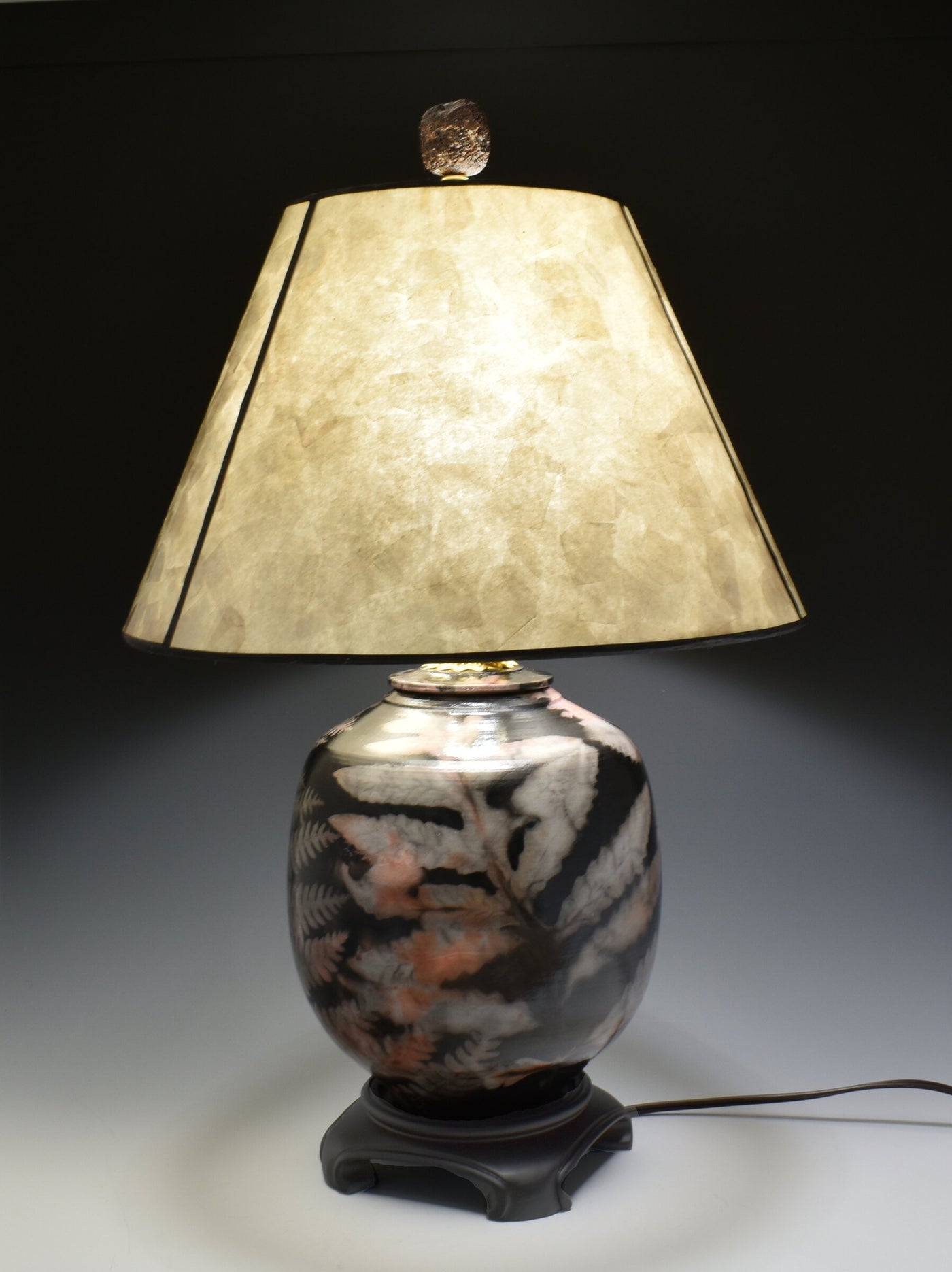Leafy Saggar-Fired Stoneware Lamp