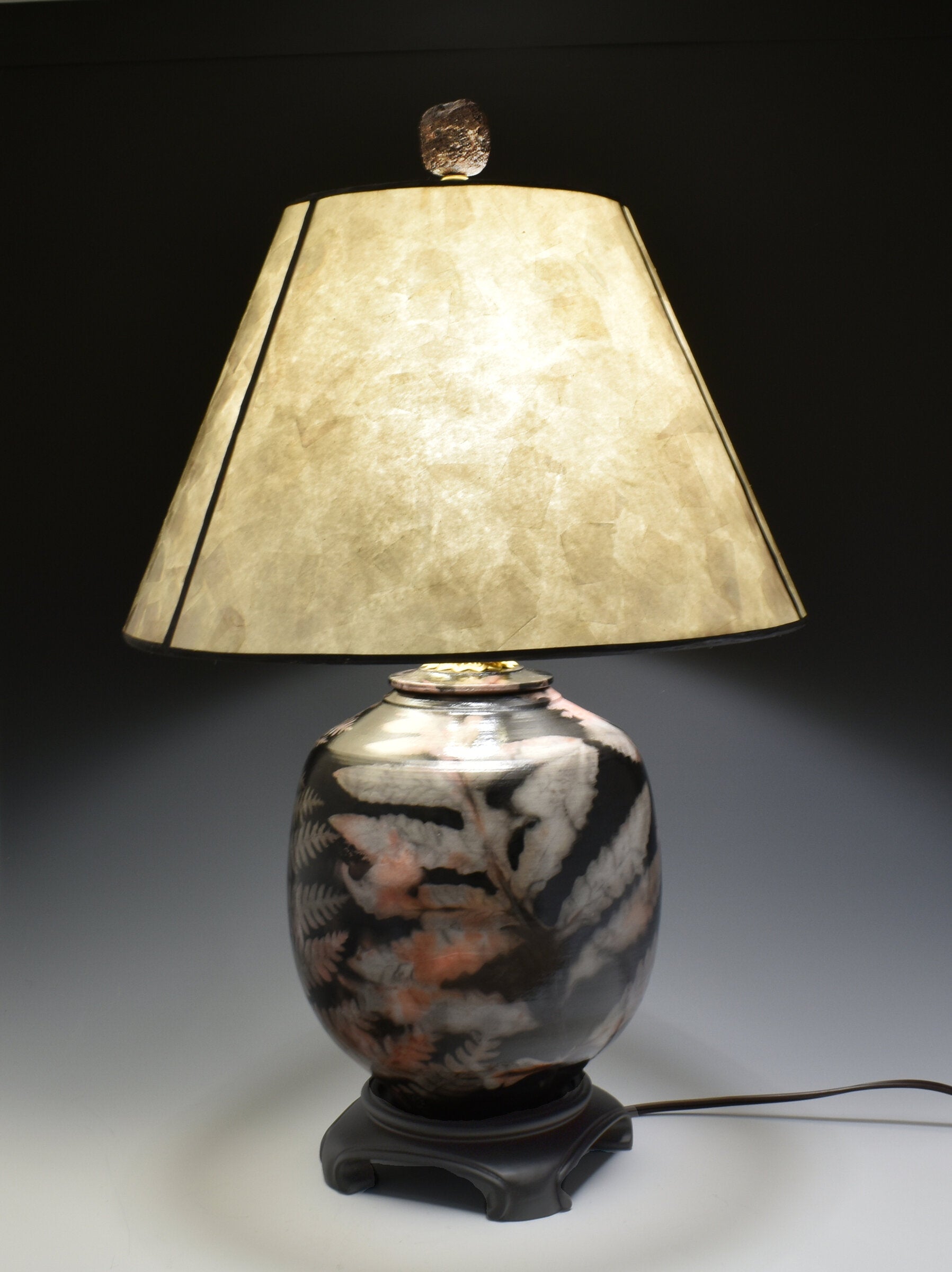 Leafy Saggar-Fired Stoneware Lamp