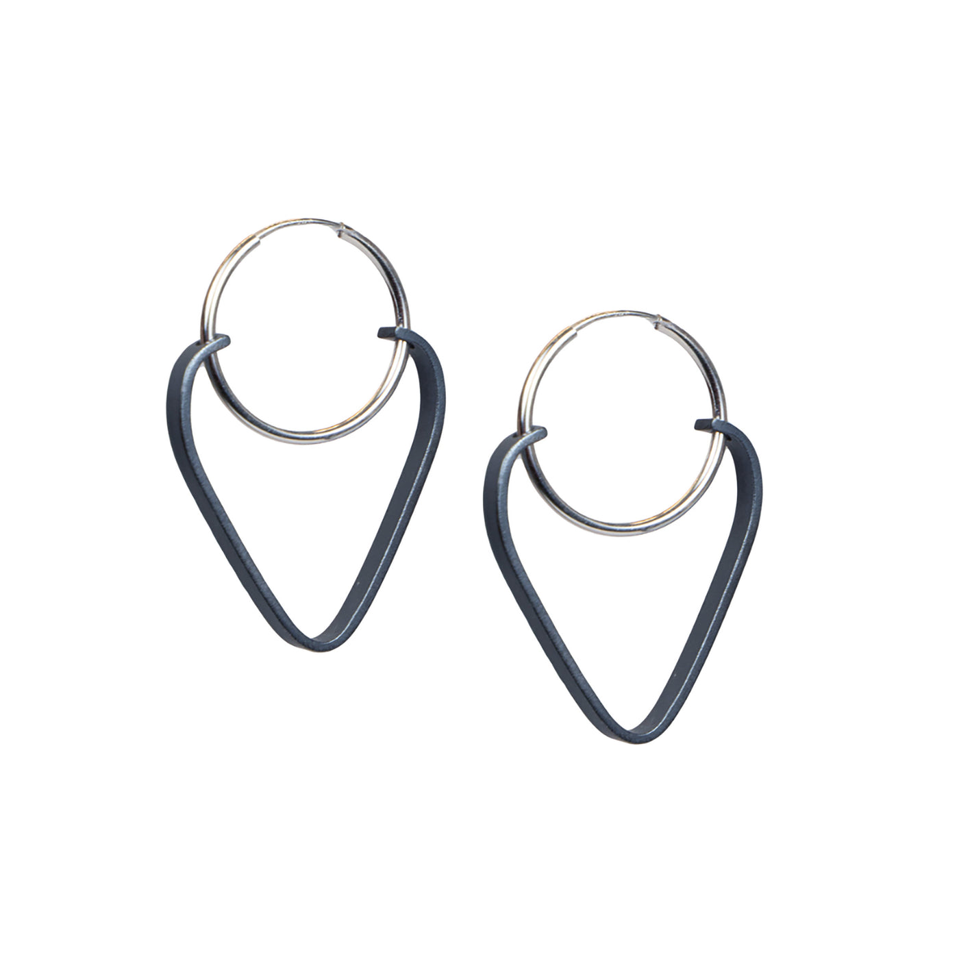 Brushed Silver Hoop & Oxidized Silver Finish