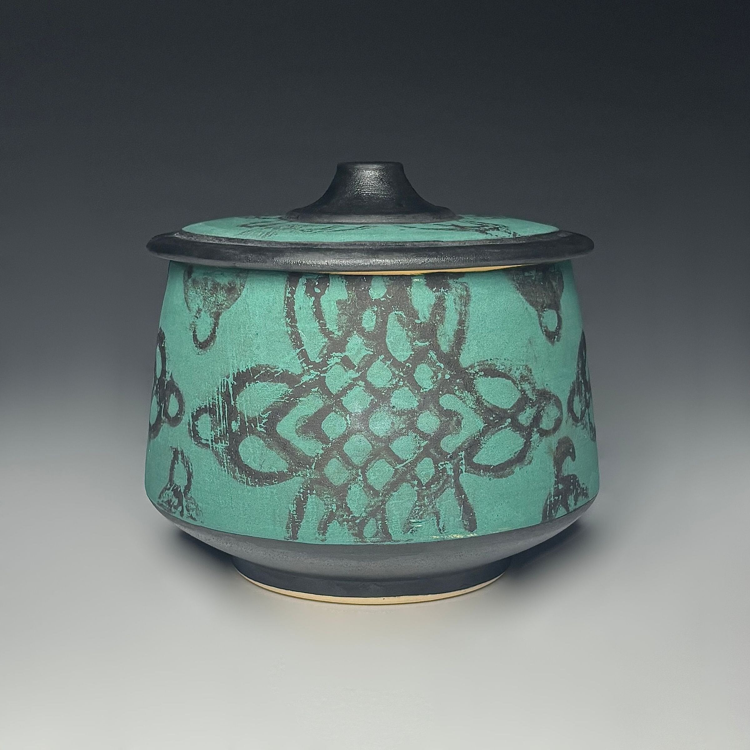 Celtic Knot Green Lidded Jar
