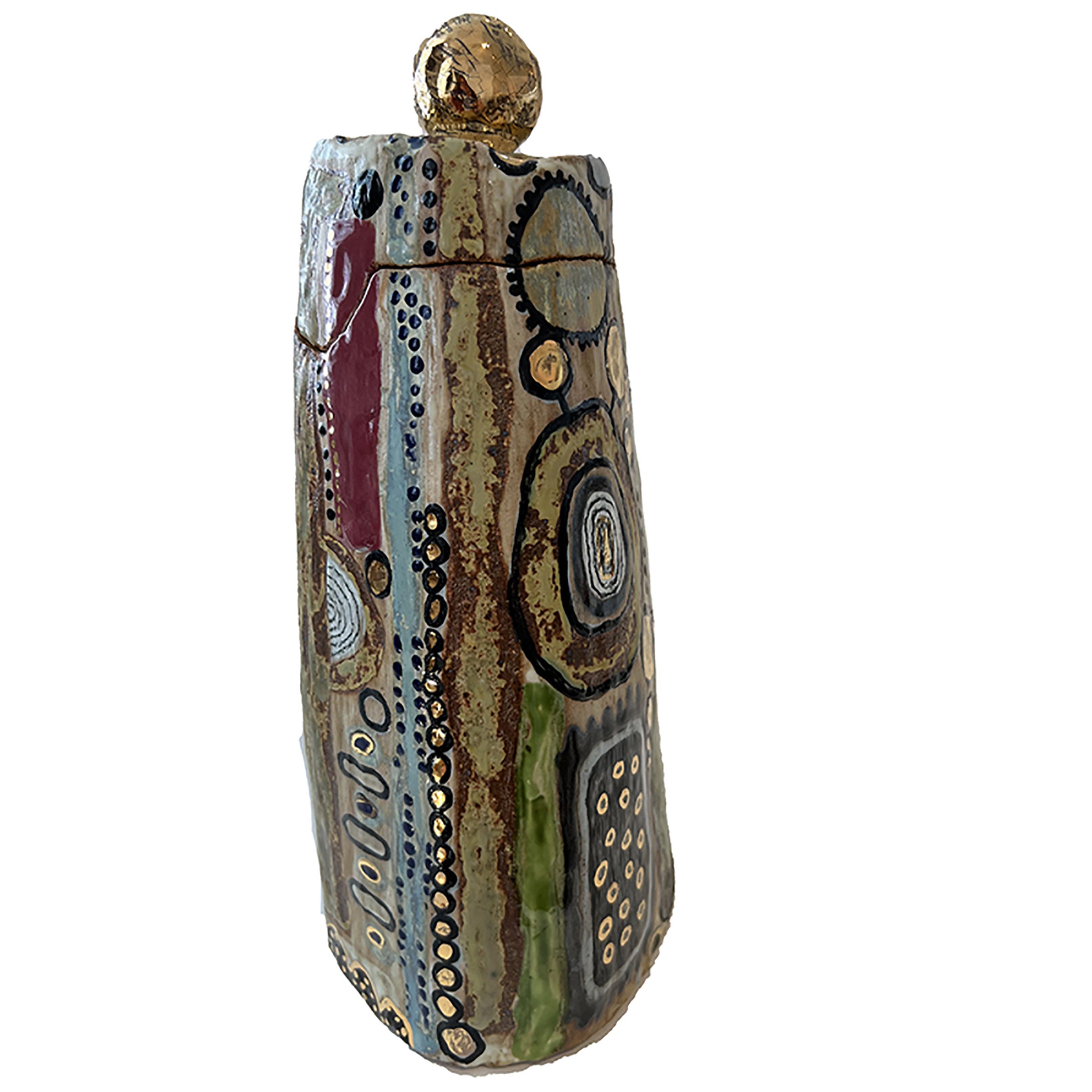 Rustic Abstract Tall Ceramic Box