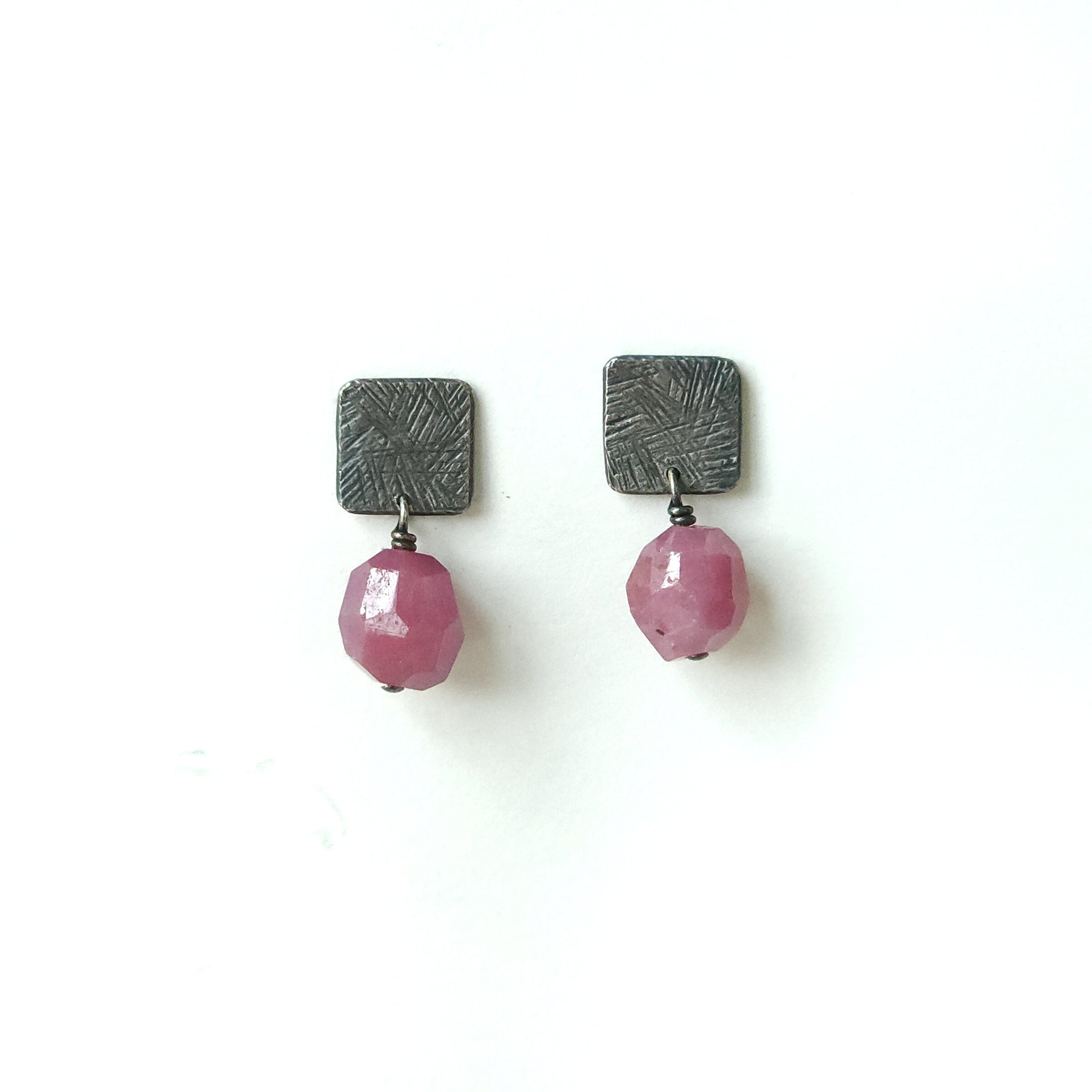 Small Tab Ruby Earrings