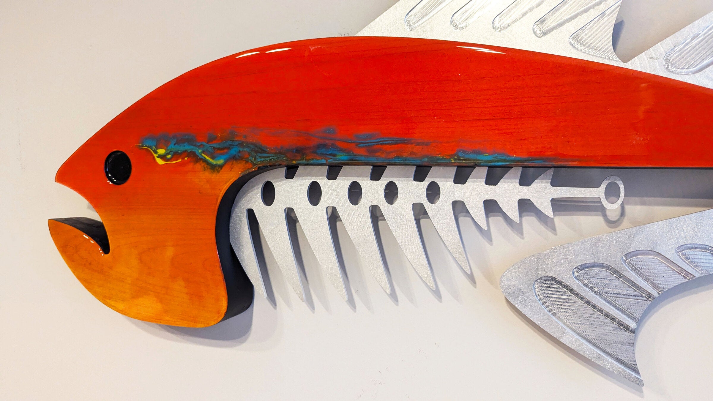 Red Orange Fire Big Fin with Gulf Stream Stripe