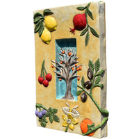 Persimmon Tree Ceramic Wall Sculpture in Almond