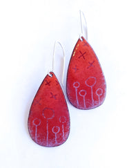 Red Variegated Teardrop Earrings